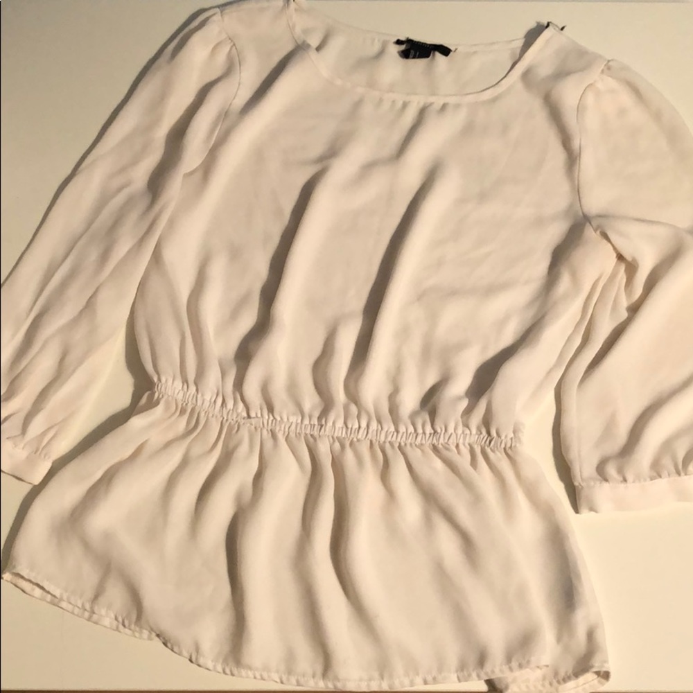 White blouse with cinched waist